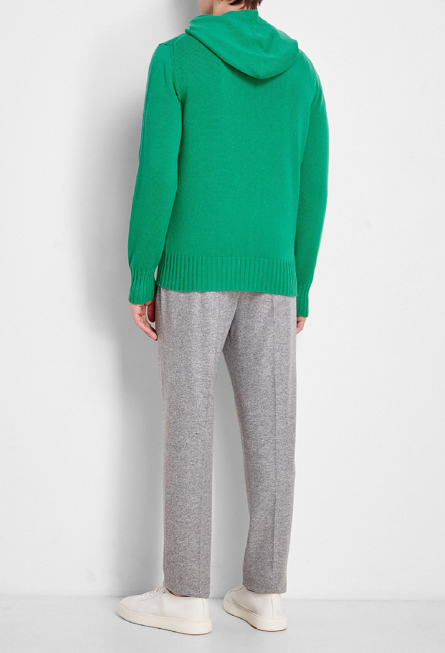 Felpa in lana merino extrafine con cappuccio