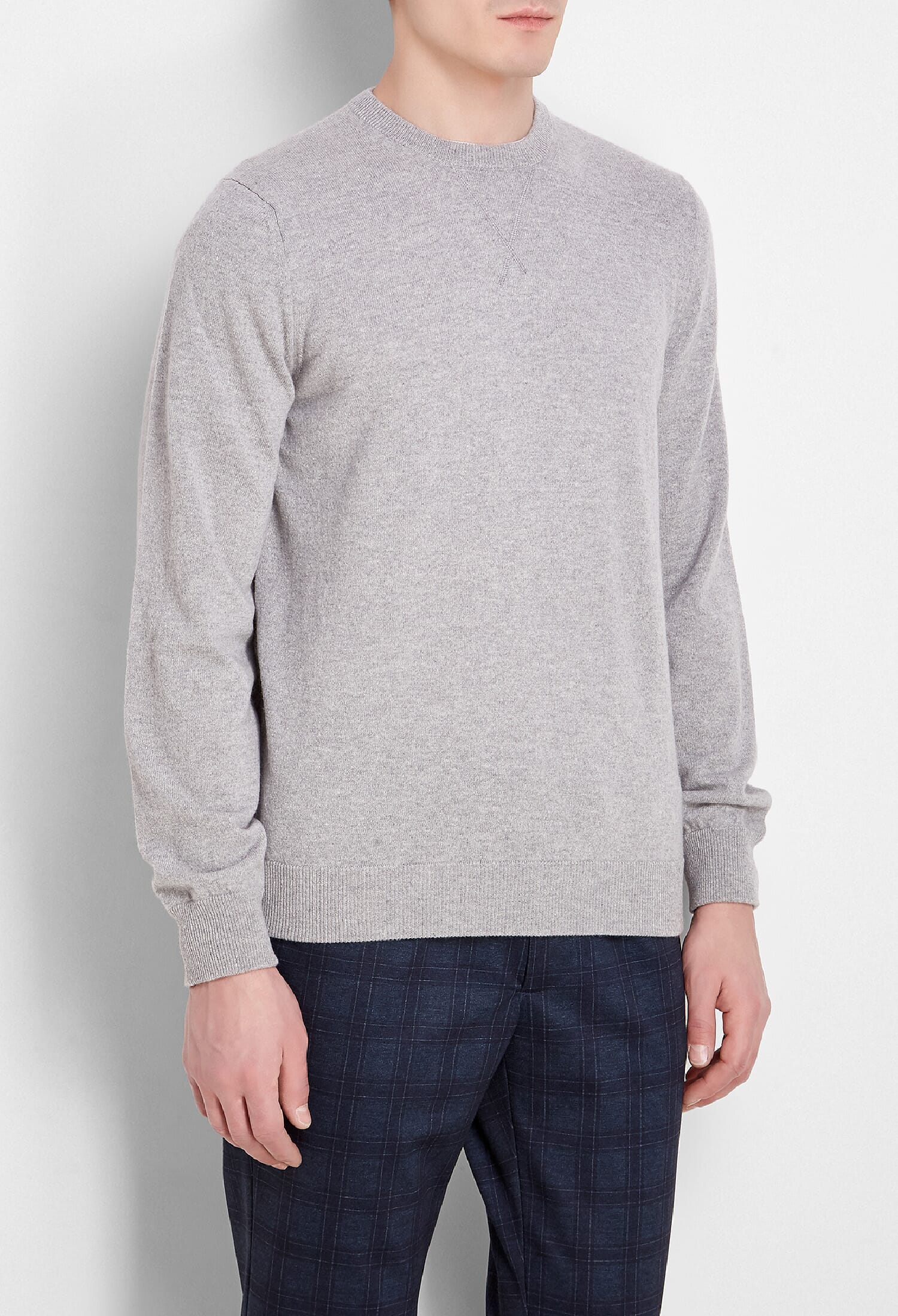 Felpa in maglia girocollo con inserto a V