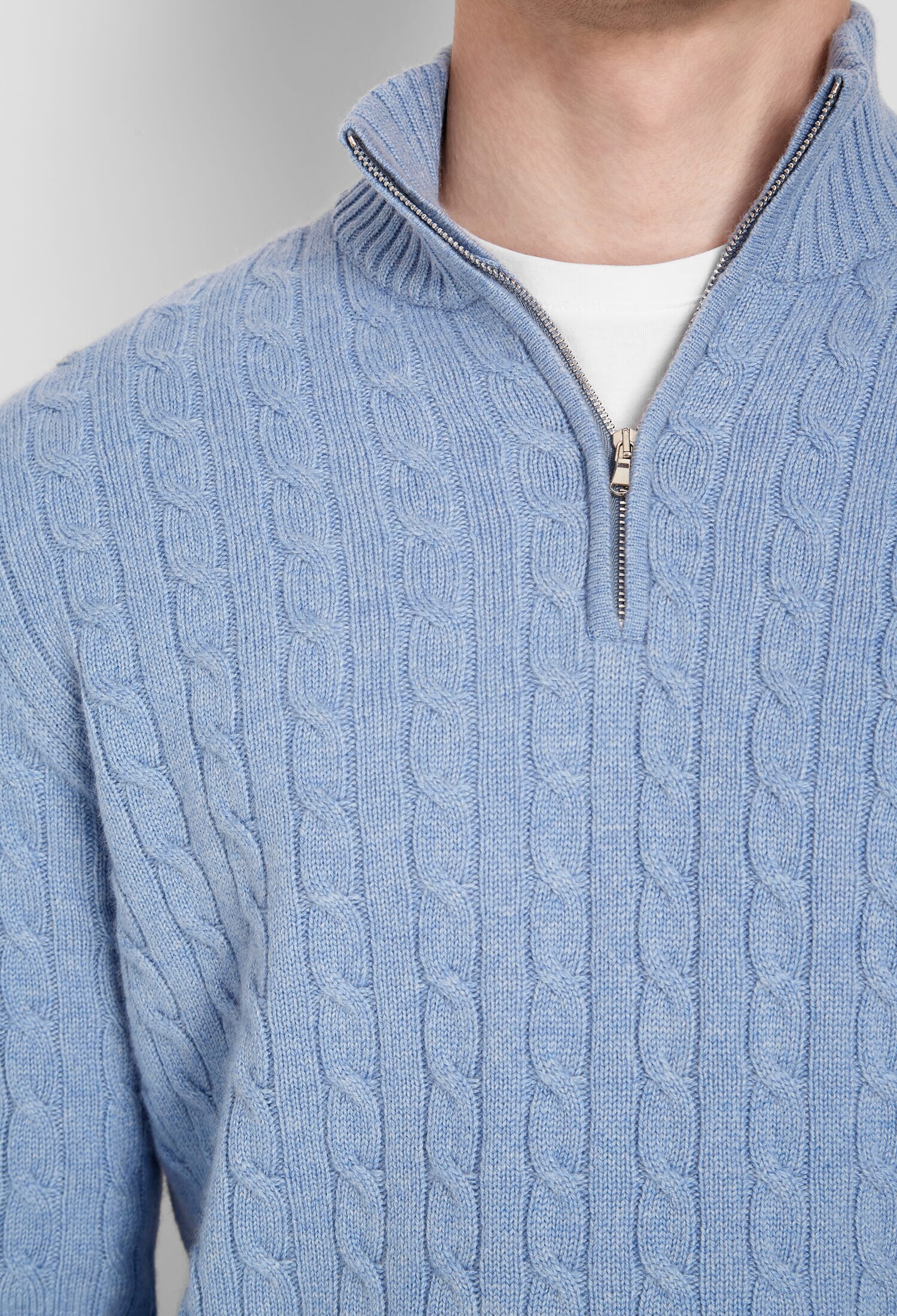 Maglia in Cashmere a trecce Half zip