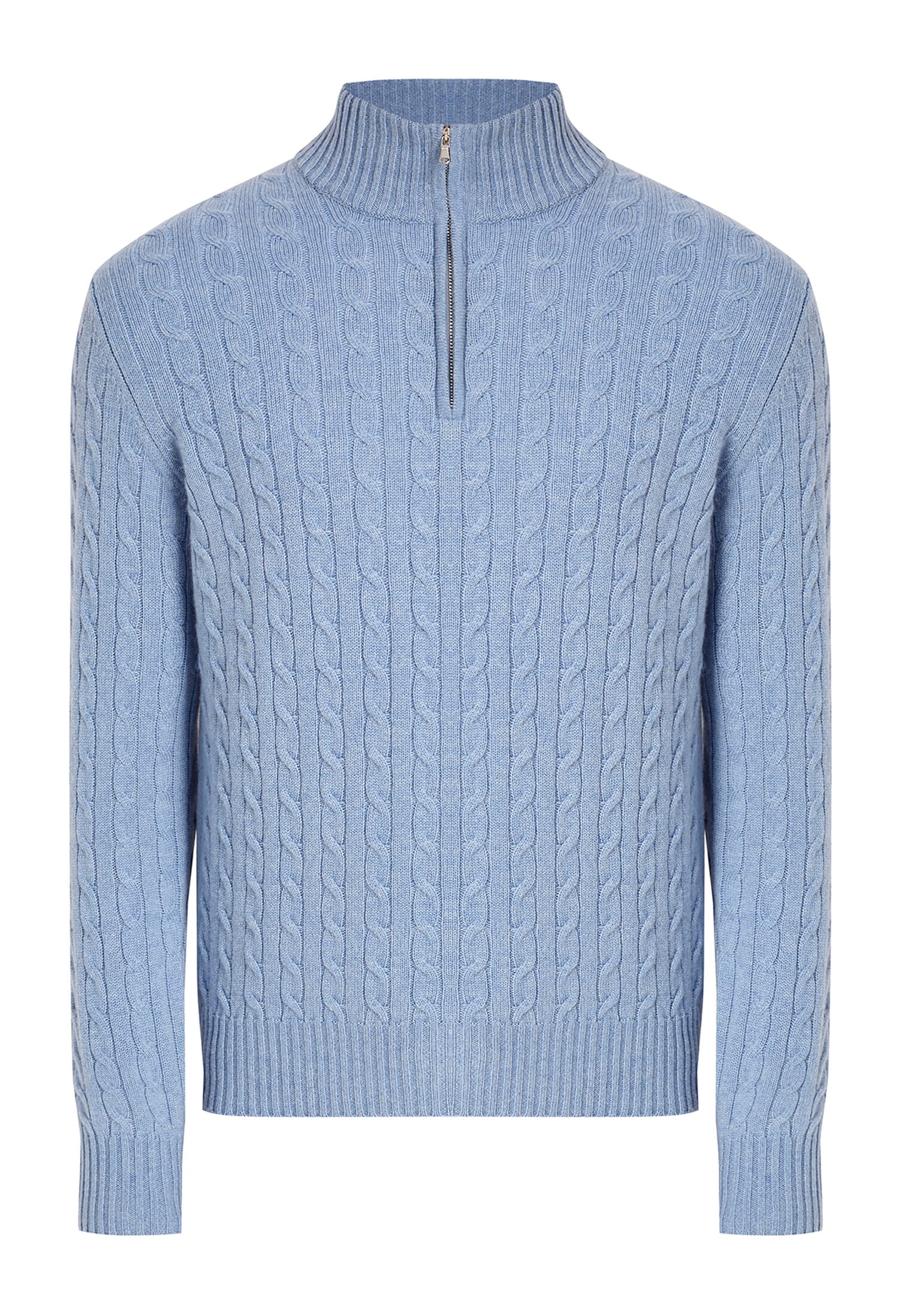 Maglia in Cashmere a trecce Half zip