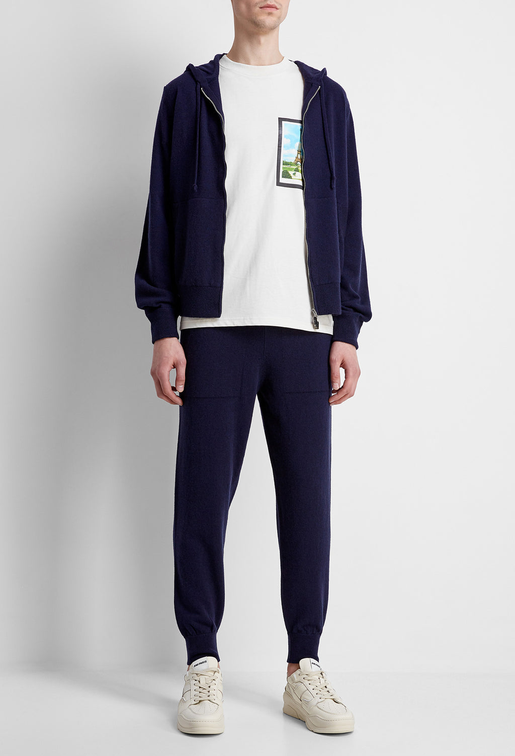 Felpa in Cashmere con cappuccio e zip intera