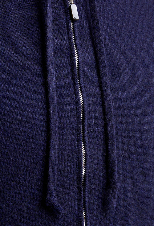 Felpa in Cashmere con cappuccio e zip intera