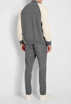Maglia full zip con maniche a punto inglese