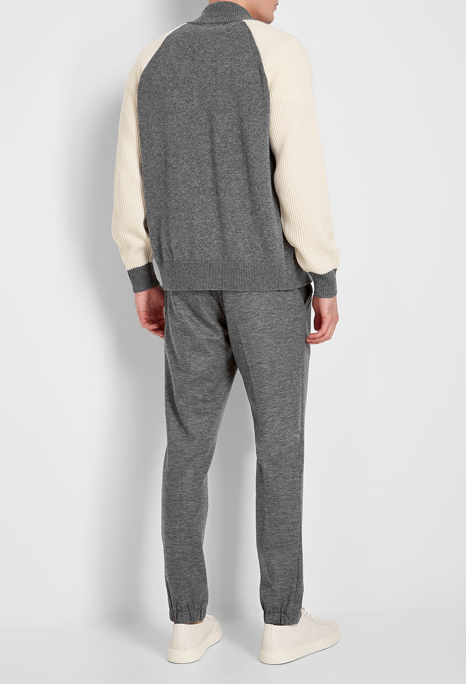Maglia full zip con maniche a punto inglese