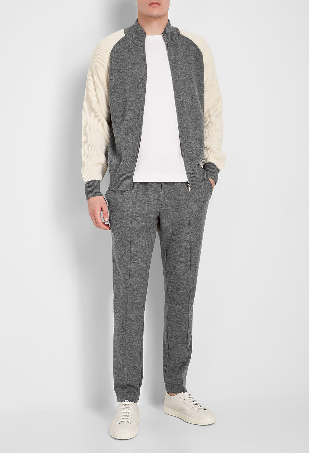 Maglia full zip con maniche a punto inglese