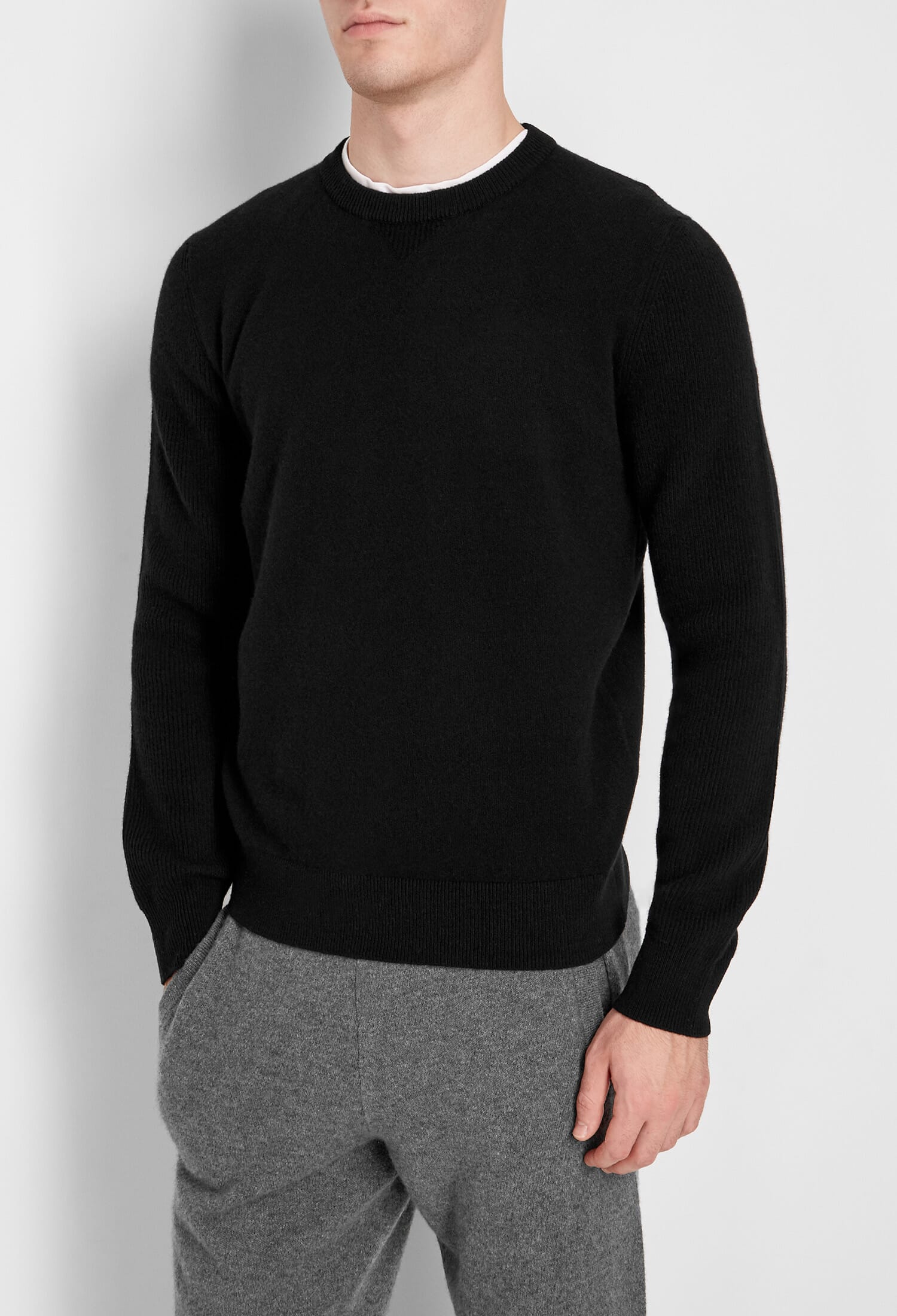 Maglia girocollo con maniche a punto inglese