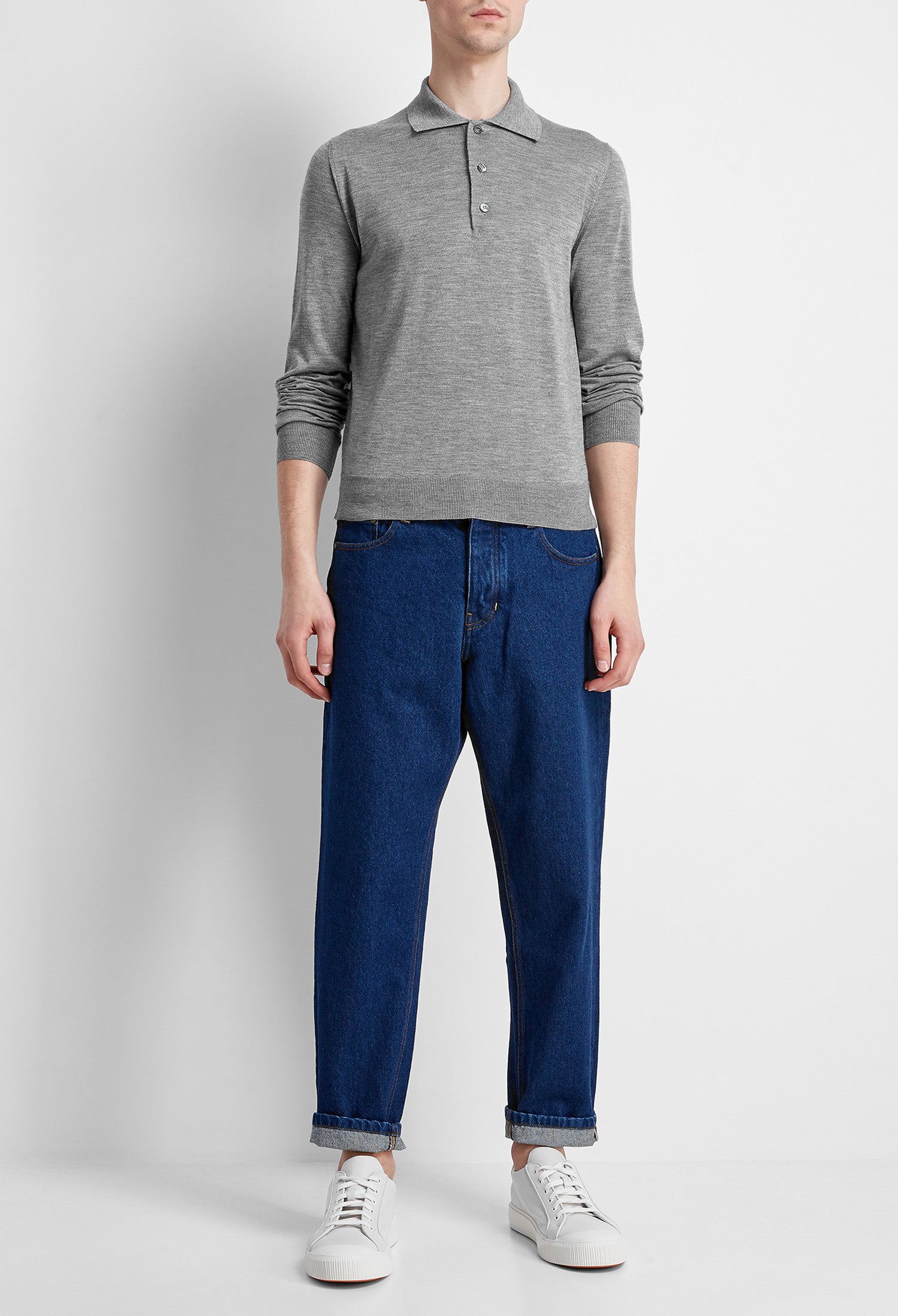 Maglia stile Polo in Cotone Sea Island tre bottoni