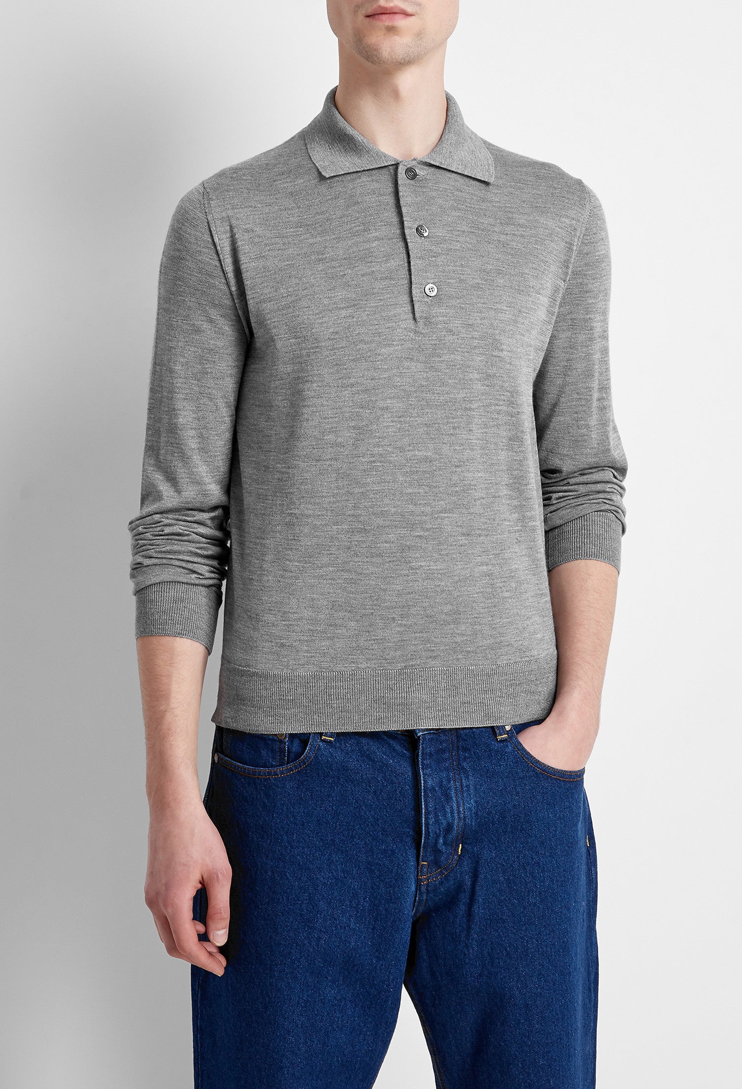 Maglia stile Polo in Cotone Sea Island tre bottoni