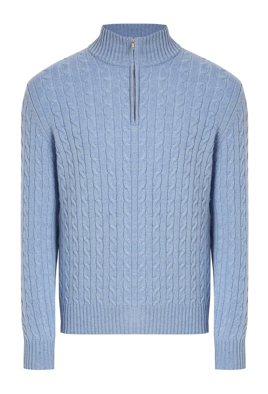Maglia in Cashmere a trecce Half zip
