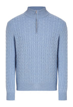 Maglia in Cashmere a trecce Half zip